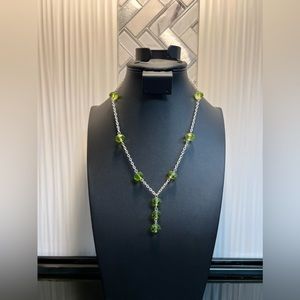 Green Glass Statement Teardrop Y Necklace